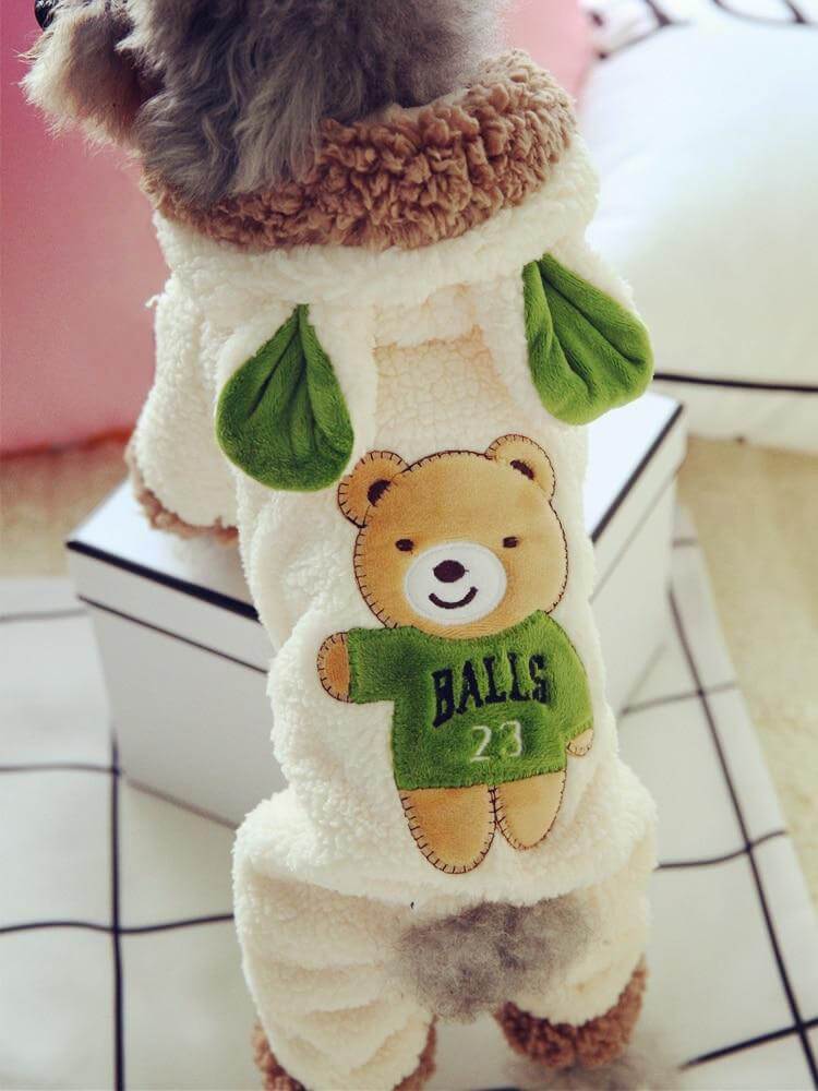 Macacão de Inverno Pet Bordado Urso para cachorro