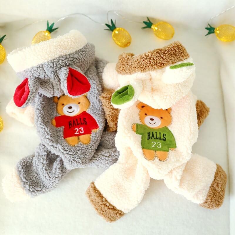 Macacão de Inverno Pet Bordado Urso para cachorro