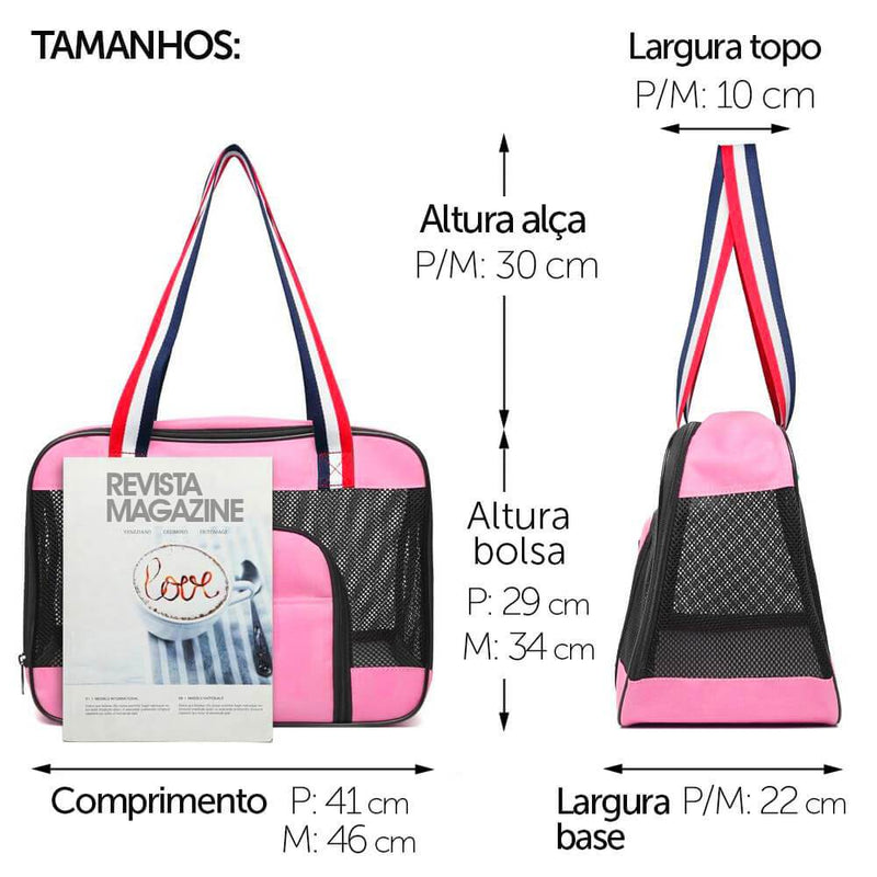 Bolsa de Transporte para Cachorro e Gato Respirável
