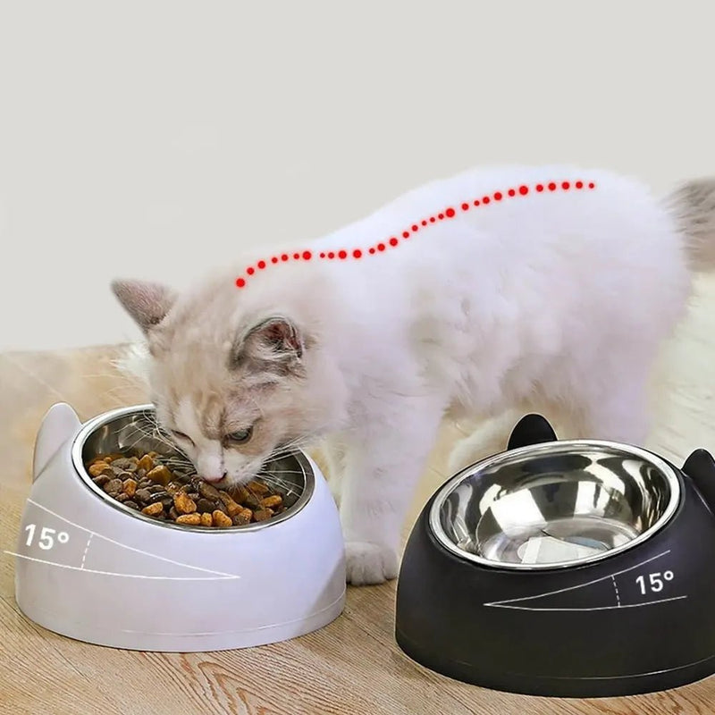 Tigela elevada em inox antiderrapante para gatos e cães