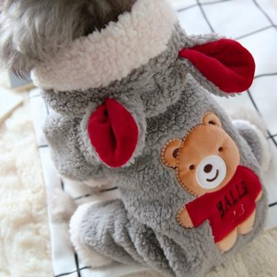 Macacão de Inverno Pet Bordado Urso para cachorro