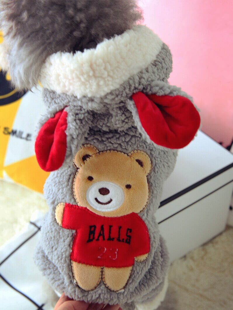 Macacão de Inverno Pet Bordado Urso para cachorro